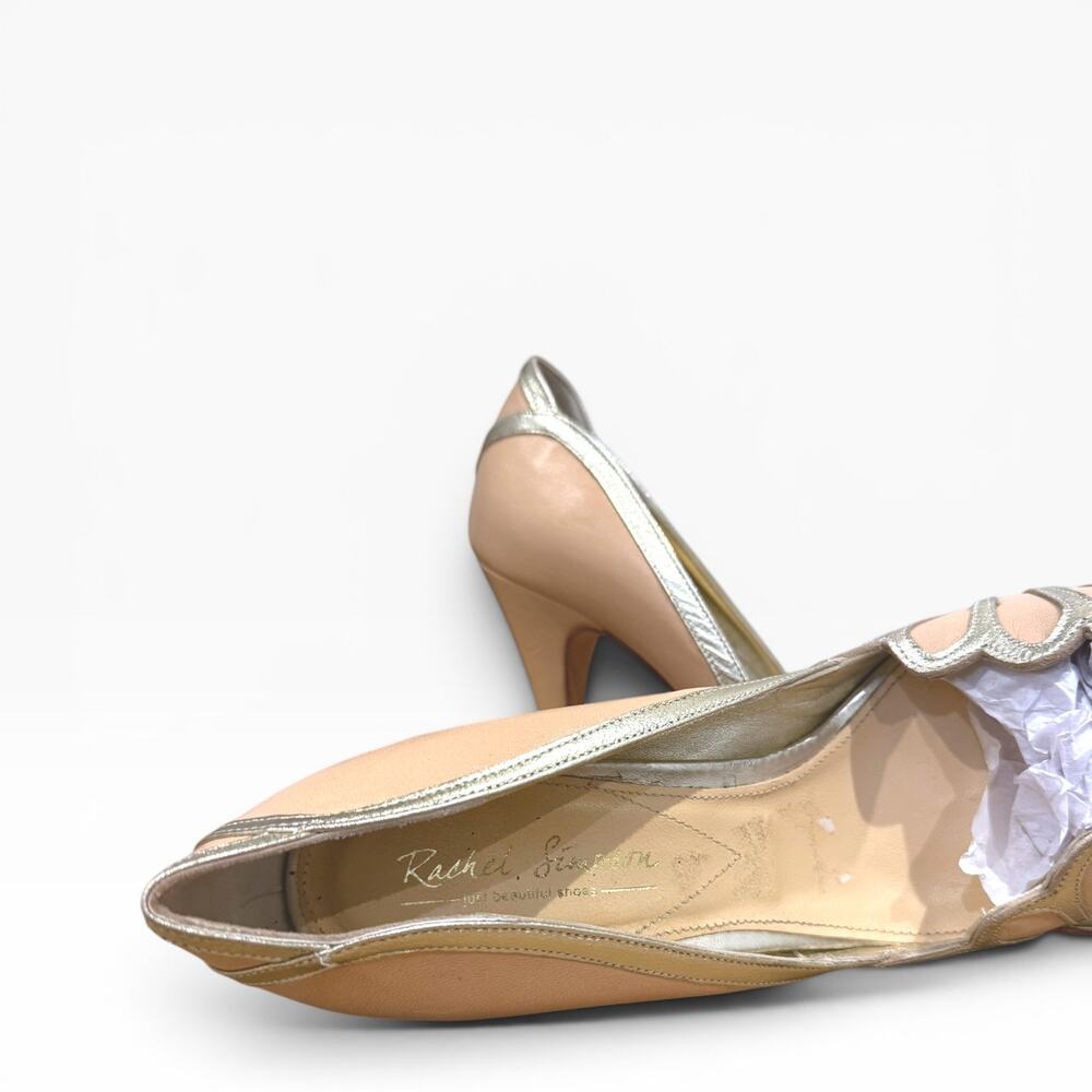 RACHEL SIMPSON Isabelle Nude Leather Peep Toe Bridal Heel EU 39 / US 8 EUC - Picture 8 of 8